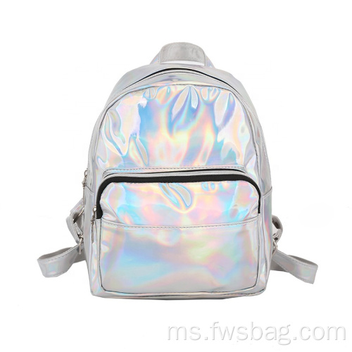 Mirror Shine Metallic Mini Backpack dengan Logo Custom